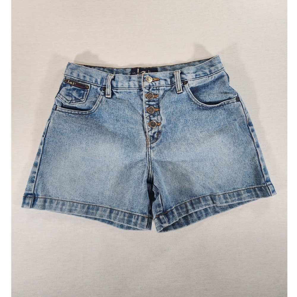 LEI Button Fly Y2k Denim Shorts Womens‎ 9 Light Wash High Rise Vintage 90s